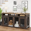 Garvee Dog Crate Furniture, 71" Heavy Duty Dog Kennel Furniture with 3 Storages and Removable Divider, Furniture Style Double Dog Crate Table Indoor TV Stand for Large Medium Dogs, Dark Walnut