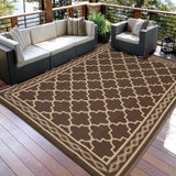 Garvee 10x14 Outdoor Rug Waterproof Reversible Patio Mat Plastic Straw Rug for RV Camping Balcony Deck Backyard Brown/Coffee - Brown/Coffee