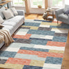 Garvee Machine Washable Living Room Rugs 8x10 Non-Slip Modern Geometric Floor Carpet, Stain-Resistant Low Pile Throw Rug, Contemporary Accent Rug for Kitchen, Office, Multi Color