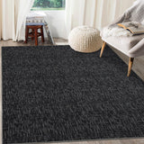 Garvee Living Room Area Rug 9x12 Machine Washable Rug Non-Slip Stain Resistant Modern Abstract Bedroom Rug Contemporary Throw Floor Carpet for Dining Room Solid Area Rug for Home Office, Black - Black