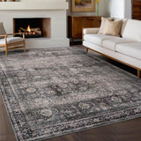 Garvee Oriental Green Camel 8x10 Living Room Rugs, Large Vintage Floor Carpet with Non-Slip Backing, Machine Washable Oriental Distressed Area Rugs, Stain-Resistant Foldable Low Pile Rugs for Bedroom, Office - Green Camel