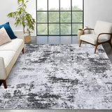 Garvee 9x12 Modern Abstract Accent Rug Non Slip Stain Resistant Grey for Living Room Bedroom Office Home Decor - Grey