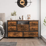 Garvee 8 Dresser TV Stand with LED & Power Outlet, Deep Drawers, MDF Board, Wood Top, for Bedroom & Living Room - Tiger stripes