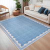 Garvee Modern Blue 5x7 Scalloped Washable Area Rugs for Living Room, Solid Rug for Bedroom Girls, Non Slip Scalloped Rugs Throw Mat With Rubber Back, Soft Dorm Nursery Low Pile Carpet for Dining Room