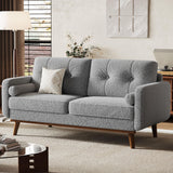 Garvee 65 In Loveseat Sofa Mid Century Modern Teddy Fleece Boucle Upholstered Grey For Living Room Bedroom Small Space - Grey-Teddy Fleece Boucle
