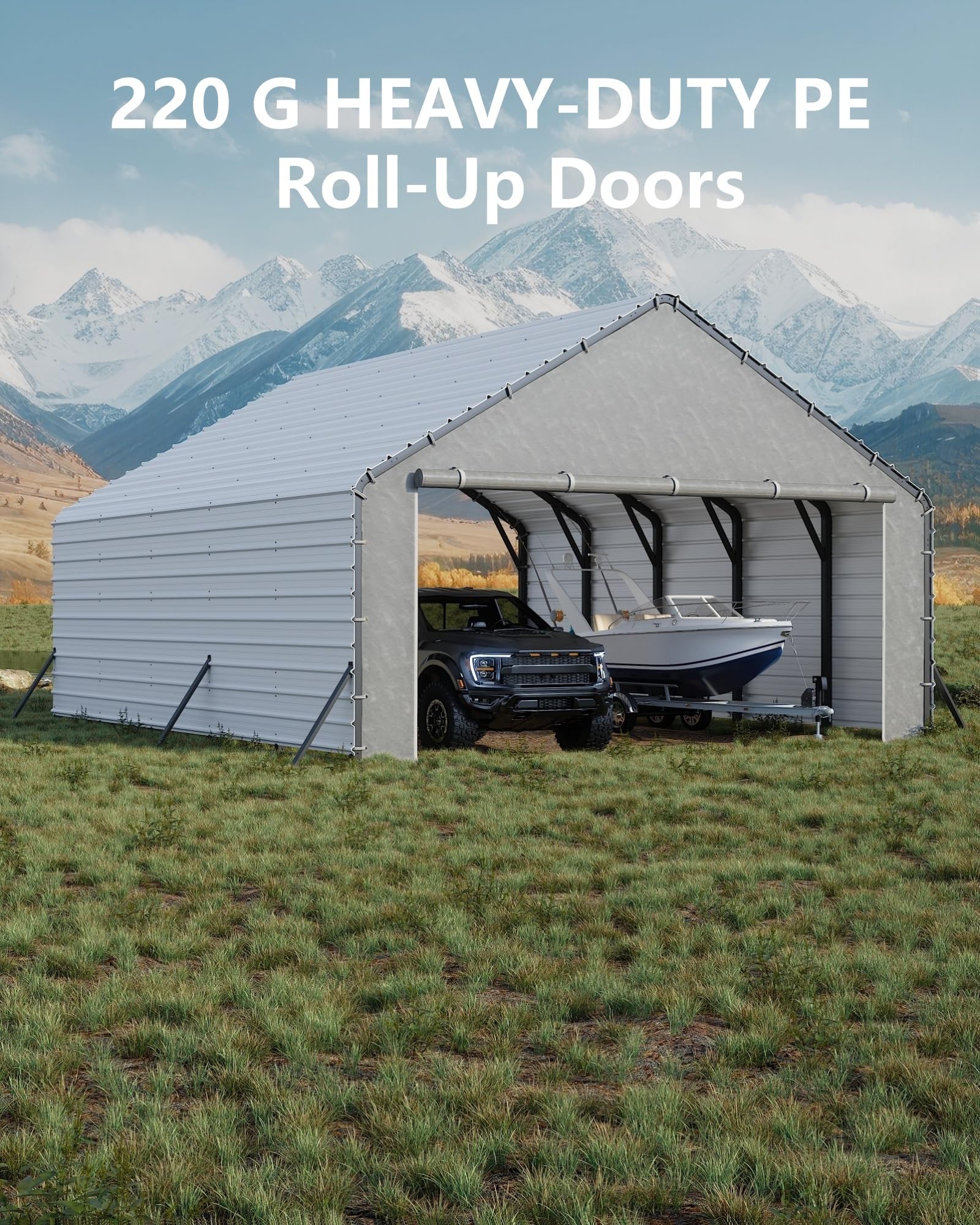 220g heavy-duty PE tarp door panel for carport