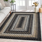 Garvee Bordered Black Multi 5x7 Boho Rug Washable Area Rug Braided Printed Area Rug Modern Indoor Floor Carpet Rustic Accent Rug Farmhouse Rug Geometric Rug for Living Room Bedroom Kitchen - Black Multi
