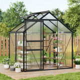 Garvee Polycarbonate Greenhouse Walk-In Outdoor Greenhouse Aluminum Frame Rain Gutter Backyard Patio Garden Black - Black