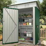 Garvee 5×3FT Storage Shed Compact Metal Tool Garden Shed with Lockable Door for Backyard Patio, 67CU.FT, Gray - Green