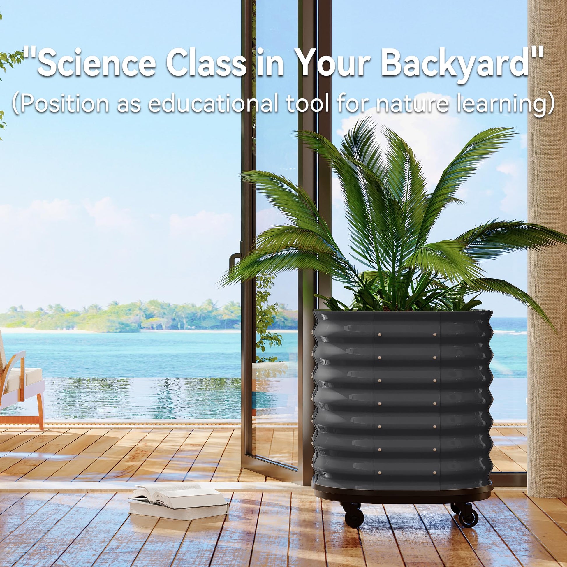 Indoor outdoor metal planter for herbs plants and decor