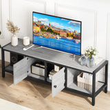 Garvee TV Stand for TVs up to 65'' with Storage, 60'' Modern Wooden Media Console Cabinet, Rustic Grey, Living Room - Rustic Grey