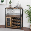 Garvee Large Storage Wine Cabinet with Detachable Rack & Mesh Door, Grey - Rustic Brown