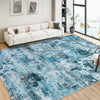 Garvee 8x10 Area Rug for Living Room Washable, Boho Abstract Large Area Rug with Non-Slip Backing, Ultra-Thin Soft Non-Shedding Vintage Rug for Bedroom Dining Room Indoor, Blue