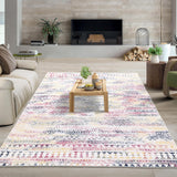 Garvee 8x10 Washable Area Rug Large Living Room Rug Indoor Non-Slip Boho Rug Stain Resistant Geeometric Bedroom Rug Dining Room Accent Rug Moroccan Throw Floor Carpet for Home Office, Colorful - Multicolor