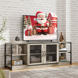 Garvee TV Stand for 65+ Inch TV, Industrial Entertainment Center with 4 Shelfs, Farmhouse TV Cabinet, Grey, 71 in