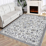 Garvee 8x10 Area Rugs for Bedroom Washable Rugs Boho Rug for Living Room Vintage Rug Non Slip Carpet Floral Throw Rugs Large Rug Stain Resistant Office Rug Classroom Rug 8'x10' Multi - Grey