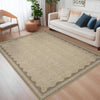 Garvee Modern Jute 5x7 Scalloped Washable Area Rugs for Living Room, Solid Rug for Bedroom Girls, Non Slip Scalloped Throw Mat With Rubber Back, Soft Dorm Nursery Low Pile Carpet for Dining Room