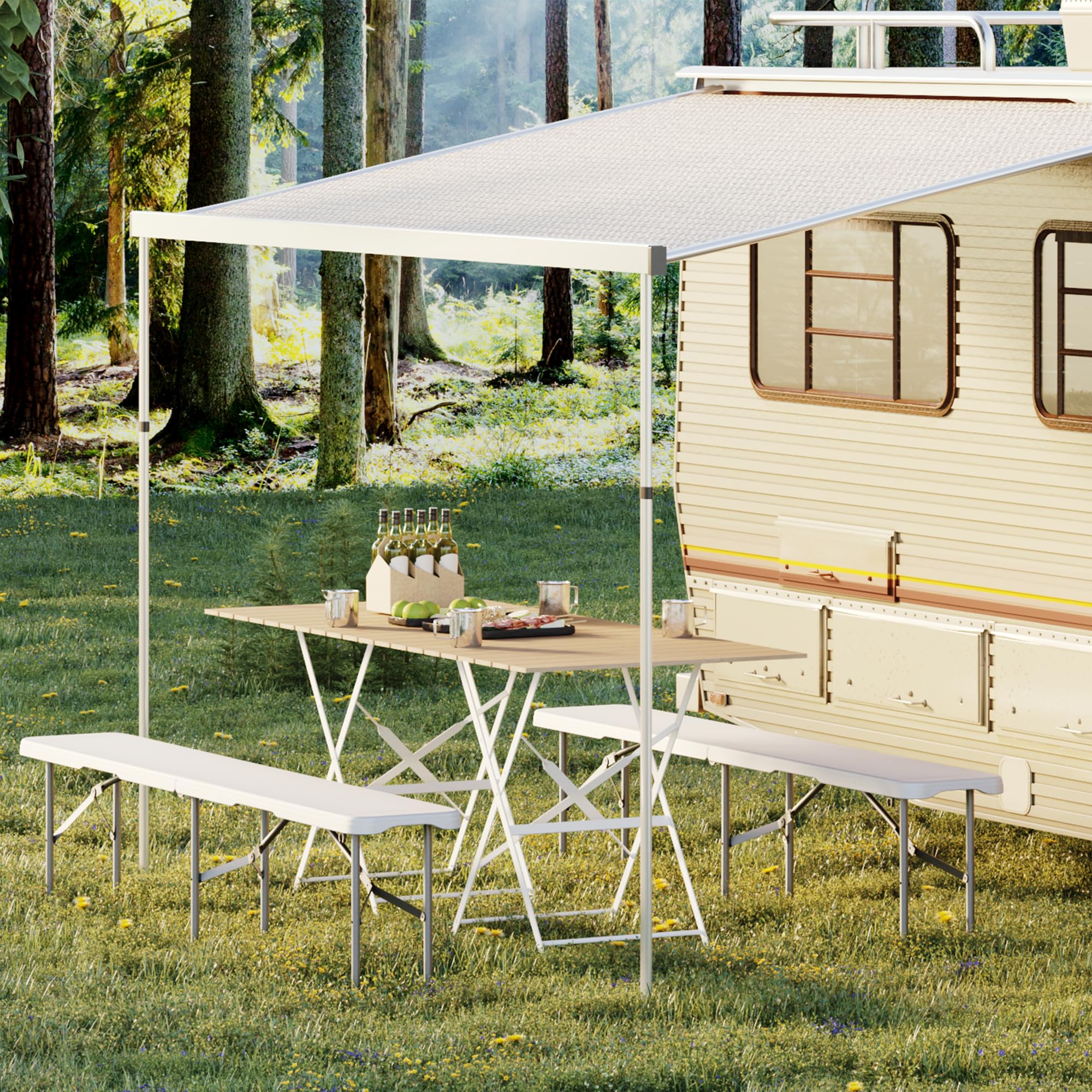 white 6 ft portable folding bench for outdoor seating