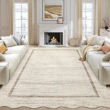 Garvee Scalloped Washable Rug 10x13 Beige Non Slip Large Area Rug for Bedroom Farmhouse Living Room Dining Room - Beige