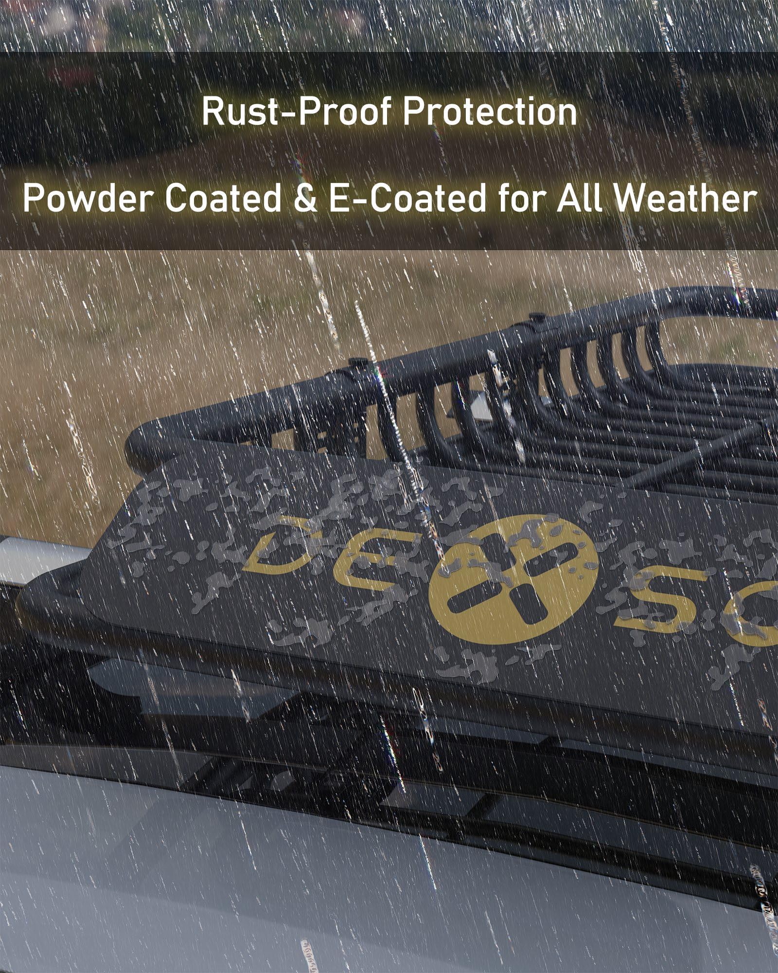 Rust-proof roof rack basket with wind deflector in rain