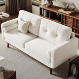 Garvee 65 in Mid Century Modern Loveseat Sofa, 2 Seater Boucle Upholstered Couch, Small Spaces, Beige - Beige - Teddy Fleece Boucle