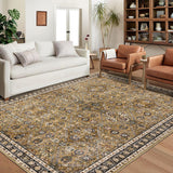 Garvee Living Room Rug 8x10 Washable Moroccan Trellis Accent Vintage Floral Yellow - Yellow