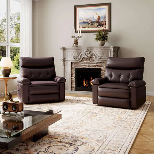 Garvee Oversized Recliner Chair - PU Leather Large Manual Recliner for Adults, Ultimate Comfort Lazy Boy with 1.5X Sponge Filling and Easy Recline Mechanism for Relaxation, Coffee