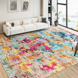 Garvee 8x10 Area Rug for Living Room, Colorful Modern Abstract Washable Rug with Non-Slip Backing, Ultra-Thin Soft Large Area Rug for Bedroom Dining Room (Colorful Multi, 8'x10') - Colorful