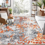 Garvee Modern Abstract Washable 4x6 Area Rugs Non Slip Soft Rug Low Pile Stain Resistance Dining Room Mat Carpet Colorful Throw Rug for Nursery Office Entrance, Orange/Grey - Orange Grey