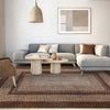 Garvee Bordered Brown 5x7 Braided Washable Rug, Low Pile Non-Slip Polyester Vintage Farmhouse Carpet for Living Room Bedroom