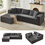 Garvee Modular Sectional Sofa Cloud Sectional Couch 106" L Shaped Oversized Sleeper Living Room Soft Corduroy Fabric - Grey