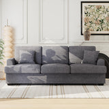 Garvee Modern 86" Corduroy Sofa - Deep Seat Couch with Removable Cover & 2 Throw Pillows for Small Space Apartment & Lounge, Grey - Grey