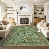 Garvee Area Rugs 9x12 Large Washable Non Slip Soft Green Modern Botanical Floral Rug for Living Room Bedroom Dining Room Home Office - Green