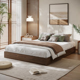 Garvee Queen Size Wood Platform Bed Frame Without Headboard, Wood Slat Support, No Box Spring Needed, Easy Assembly, Modern Minimalist Style, Natural Wood Color - Walnut Wood