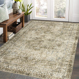 Garvee Vintage Area Rug 4x6 Washable Retro Oriental Indoor Rug Low Pile Non-Slip Backing Antique Floral Pattern - Antique