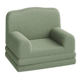 Garvee Kids Sofa Chair Sherpa Convertible Toddler Couch Crown Design Fold Out Sofa Bed Green - Green