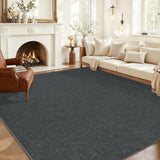 Garvee Large Washable Rug 9x12 Charcoal Non Slip Woven Textured Modern Solid Rugs for Living Room Bedroom Office - Charcoal
