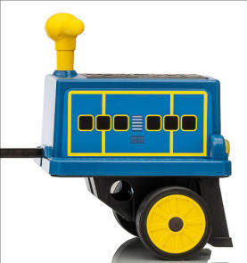 Garvee 12V 2-Seater Ride-On Train Carriage for Kids – Licensed CHUGGINGTON – Removable Storage Chair, Rubber Wheels, Sturdy Connecting Rods, Headlights & Horn – Battery Powered Electric Toy – Blue Brewster