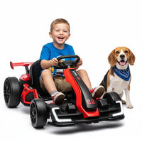Garvee Ride - Série G : Kart électrique 24 V, avec moteur puissant de 300 W, mode Drift/Sport, grande batterie, pneus EVA, réglage de la longueur pour jouet de course en extérieur - Rouge