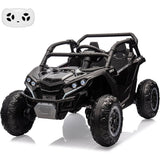 Garvee Ride - P Series: 24V Ride On Utv For Kids,2 Seater 4WD Electric Truck With Remote Control, High And Low Speed Adjustment, Led Lights, 4-wheel shock absorption,One Click Start, Music Player(Black) - Black