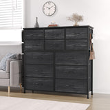 Garvee 12 Drawer Dresser for for Bedroom, Fabric Dressers & Chest of Drawers Tall Dressers for Bedroom Closet, Clothes, Wooden Top, Sturdy Metal Frame - Charcoal Black - Charcoal Black