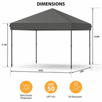 Tonnelle instantanée Garvee 3x3 m – Abri solaire portable étanche avec sac à roulettes, sacs de sable et piquets pour pique-nique, camping et événements en plein air, gris