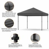 Tonnelle instantanée Garvee 3x3 m – Abri solaire portable étanche avec sac à roulettes, sacs de sable et piquets pour pique-nique, camping et événements en plein air, gris