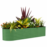 Garvee 8x2x2 ft Galvanized Steel Raised Garden Bed Oval Heavy-Duty Planter Box Open Bottom Drainage Ergonomic Height Green - Green(Rubber Edge)