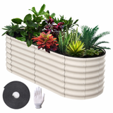 Garvee 6x3x2 ft Galvanized Raised Garden Bed, Rust-Resistant Metal Planter Box for Vegetables, Flowers, Herbs, Beige - Beige(Rubber Edge)