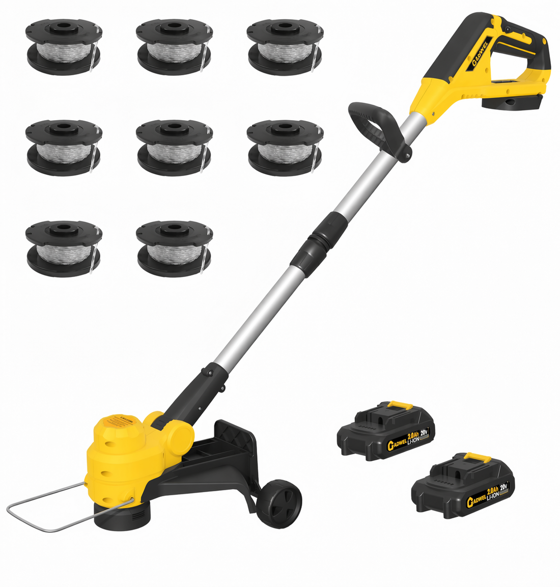 Garvee 20V Grass Trimmer With Dual Lithium Batteries, 8 Cutting Lines, Portable Electric Garden Cutter, Lightweight Design, Green