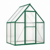 Garvee Heavy Duty 6x4 FT Walk-In Polycarbonate Greenhouse – Reinforced Aluminum Frame, Double Swing Doors, Quick Setup, Roof Ventilation – Ideal for Garden Plants and Year-Round Growing – Green