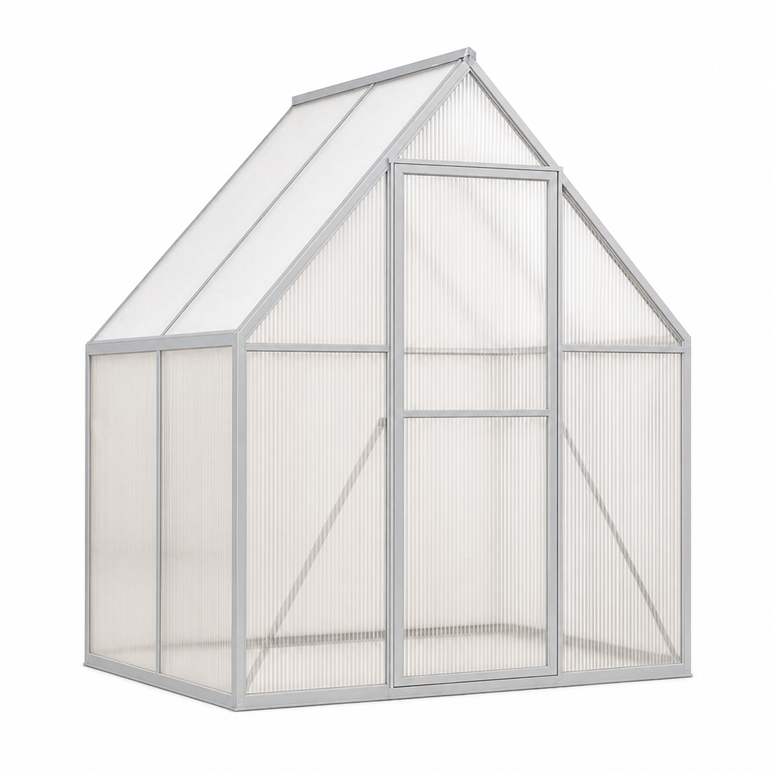 Garvee 6X4FT Polycarbonate Greenhouse, Heavy Duty Aluminum Walk-In Greenhouses with Adjustable Roof Vent, Outdoor Plant Greenhouse for Garden, Sliver