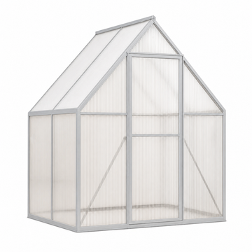 Garvee 6X4FT Polycarbonate Greenhouse, Heavy Duty Aluminum Walk-In Greenhouses with Adjustable Roof Vent, Outdoor Plant Greenhouse for Garden, Sliver