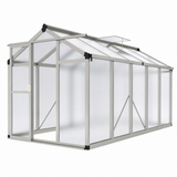 Garvee 6x10 FT Polycarbonate Greenhouse for Outdoors with Ground Nails and Vent Windows, Silver - Silver